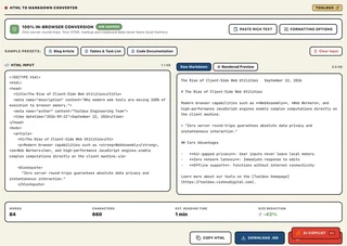 Toolbox HTML to Markdown Converter in action