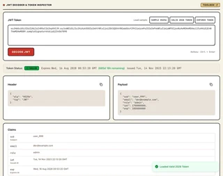 Toolbox JWT Decoder & Claims Inspector in action